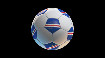 Obraz premium Soccer ball with the flag of Cape Verde Islands on black background. 3D Rendering