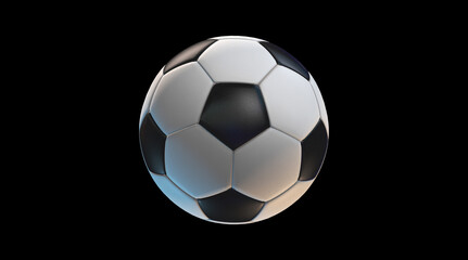 Soccer ball on black background. 3D Rendering
