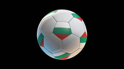 Fototapeta premium Soccer ball with the flag of Bulgaria on black background. 3D Rendering