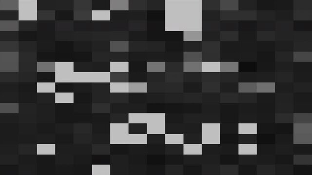 Black and white 8 bit square pixel pattern animation background. Censored concept. Frame by frame effect. Seamless loop. 