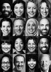 Collection of happy people faces
