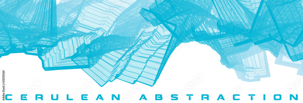 Poster Multidimensional cerulean geometrical abstraction. Vector graphics