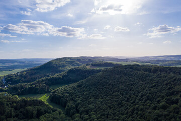 Panorama over a  green forest in Germany