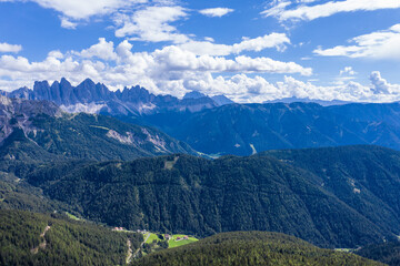 Fototapeta na wymiar Drone panorama over Seiser Alm in South Tyrol in Italy