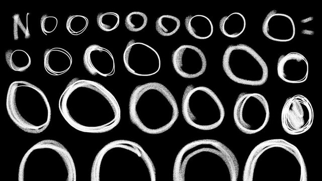 Grunge animation of handwritting word NO in pencil texture white ink on black background. Stop motion. Low frame rate effect.