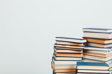 stacks of books for reading and education on a white background in the library