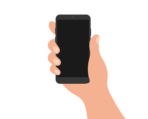 Blank smartphone in hand. Background for presentation. Mobile device display.