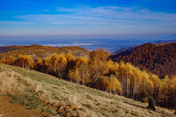 beautiful autumn landscapes in the Romanian mountains, Fantanele village area, Sibiu county, Cindrel mountains, Romania