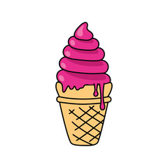 pink ice cream in cone