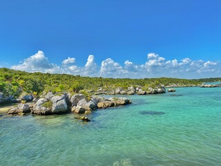 lagoon with clear green water