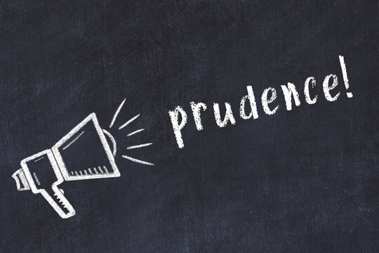 Chalk sketch of loudspeaker and inscription prudence