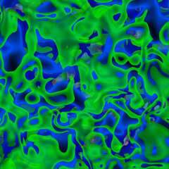 Fluid lines, bacteria texture, green and blue abstract