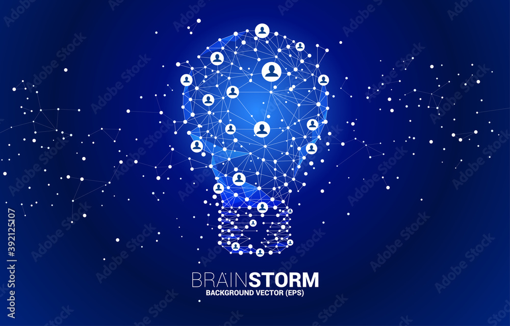 Poster Vector light bulb from Wireframe polygonal lines Connect dot Geometric with people icon. Concept of business idea and brainstorm.