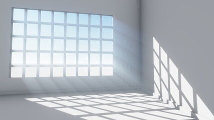 Rays Light Window background,3D Rendering