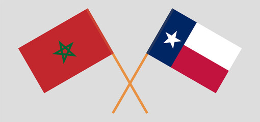 Crossed flags of Morocco and the State of Texas