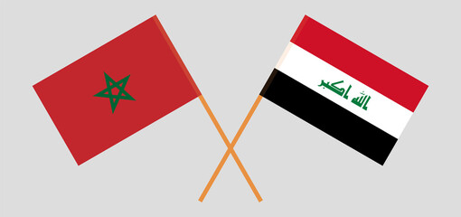 Crossed flags of Morocco and Iraq