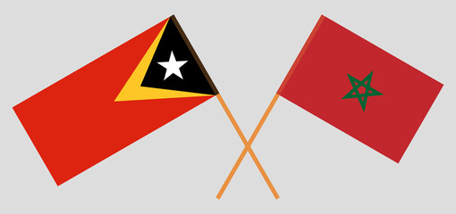 Crossed flags of Morocco and East Timor