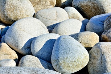 Beautiful white pebbles on a beach in Brittany. France