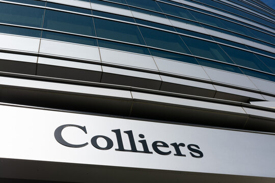 Colliers logo at headquarters in Silicon Valley. Colliers International is a Canada-based global commercial real estate services organization - San Jose, CA, USA - 2020