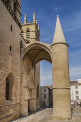 Fototapeta premium Montpellier Cathedral (or Cathedrale Saint-Pierre de Montpellier) - a Roman Catholic cathedral and a national monument of France located in city of Montpellier. France.