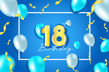 balloon happy birthday 18th years old background design
