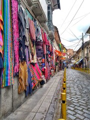 Fototapeta na wymiar Tradicional Andean Clothing - La Paz, Bolivia, South America - The highest administrative capital in the world, resting on the Andes’ Altiplano plateau at more than 3,500m above sea level.