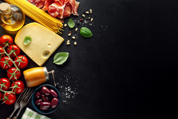 Italian food background with food