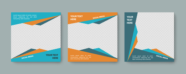 Social media editable post banner with colorful patterns. Web banners for social media, triple, three elements. Clear and simple design, vector illustration, fb, story.