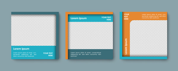 Social media editable post banner with colorful patterns. Web banners for social media, triple, three elements. Clear and simple design, vector illustration, story, frame.
