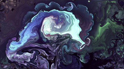 Obraz premium Computer generated turquoise blue green artificial fluid paint splash texture