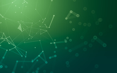 Abstract background. Molecules technology with polygonal shapes, connecting dots and lines. Connection structure. Big data visualization.