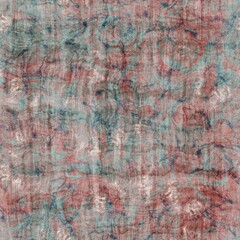 Seamless old aged tapestry rug kilim pattern. High quality illustration. Sun bleached red, burnt orange, and turquoise blue colored vintage Turkish style rug design. Antique carpet graphic design.