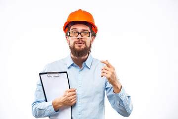 Working man with documents engineer industry construction professionals