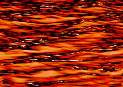 Global Warming Red Waves On Water Abstract Background With Halftone Effect