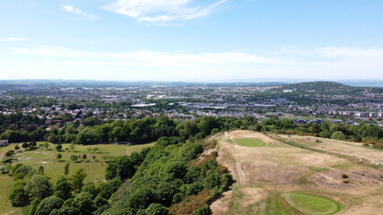 Fototapeta na wymiar Aerial: drone footage, Craiglockart Hill, Edinburgh