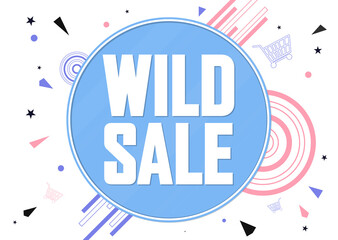Fototapeta premium Wild Sale, poster design template, discount banner, vector illustration