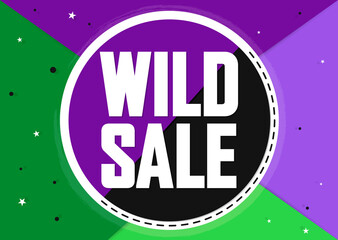 Wild Sale, poster design template, discount banner, vector illustration
