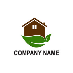 house and leaf logo template
