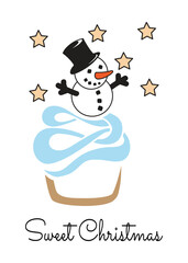 snowman cupcake