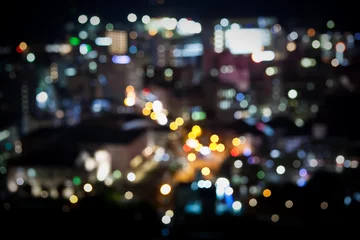 Fotobehang ぼかして写した鹿児島市街地の夜景　  © 田村広充
