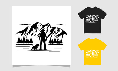dog, western man and a mountain in this t-shirt, Dog friendly poster
