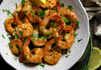 Delicious sauteed shrimp with mixed spicy.
