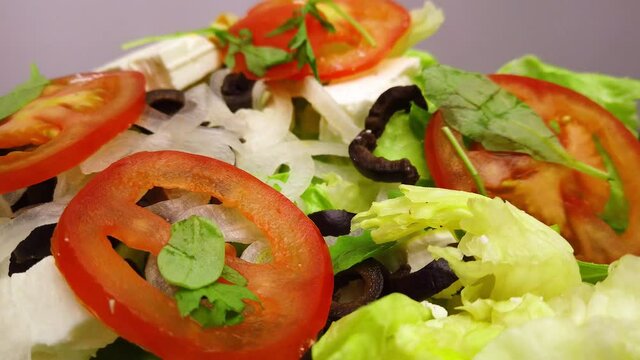Greek Salad with feta chesse - close up shot - food photography