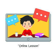 Stock Vector Kids Online Lessons