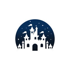 negative space castle kingdom vector icon