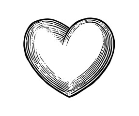 Heart. Vector black vintage engraving illustration isolated on a white background. For web, poster, info graphic.
