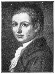 Portrait of Heinrich von Kleist - a German poet, dramatist, novelist, short story writer and journalist. Illustration of the 19th century. White background.