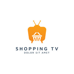 television and shopping negative space logo design