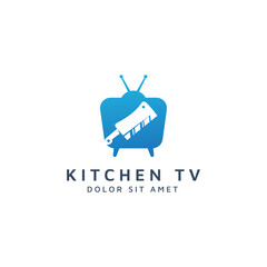 television and kitchen negative space logo design