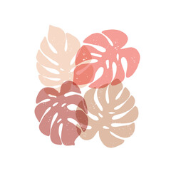 Monstera leaf flat vector illustration. Botanical print isolated on white background. Scandinavian style. Modern design element. Trendy wall art, minimalist home decor poster